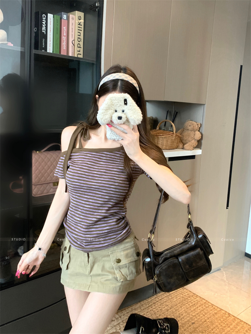 womens-striped-one-shoulder-short-sleeve-t-shirt-summer-slim-korean-off-shoulder-unique-hot-girl-top