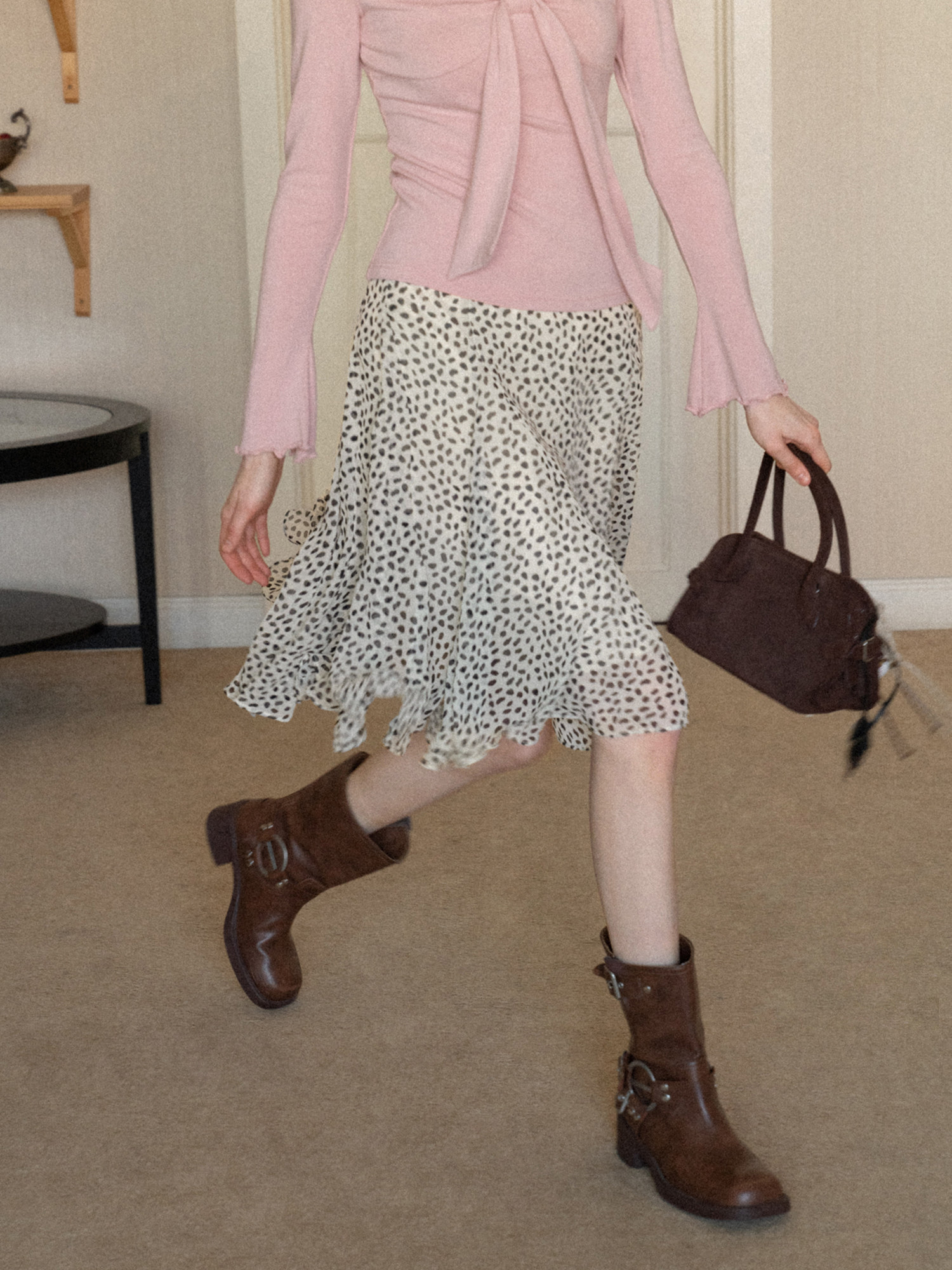 french-style-ruffle-flowy-polka-dot-a-line-midi-skirt-for-women-spring-high-waist-slimming