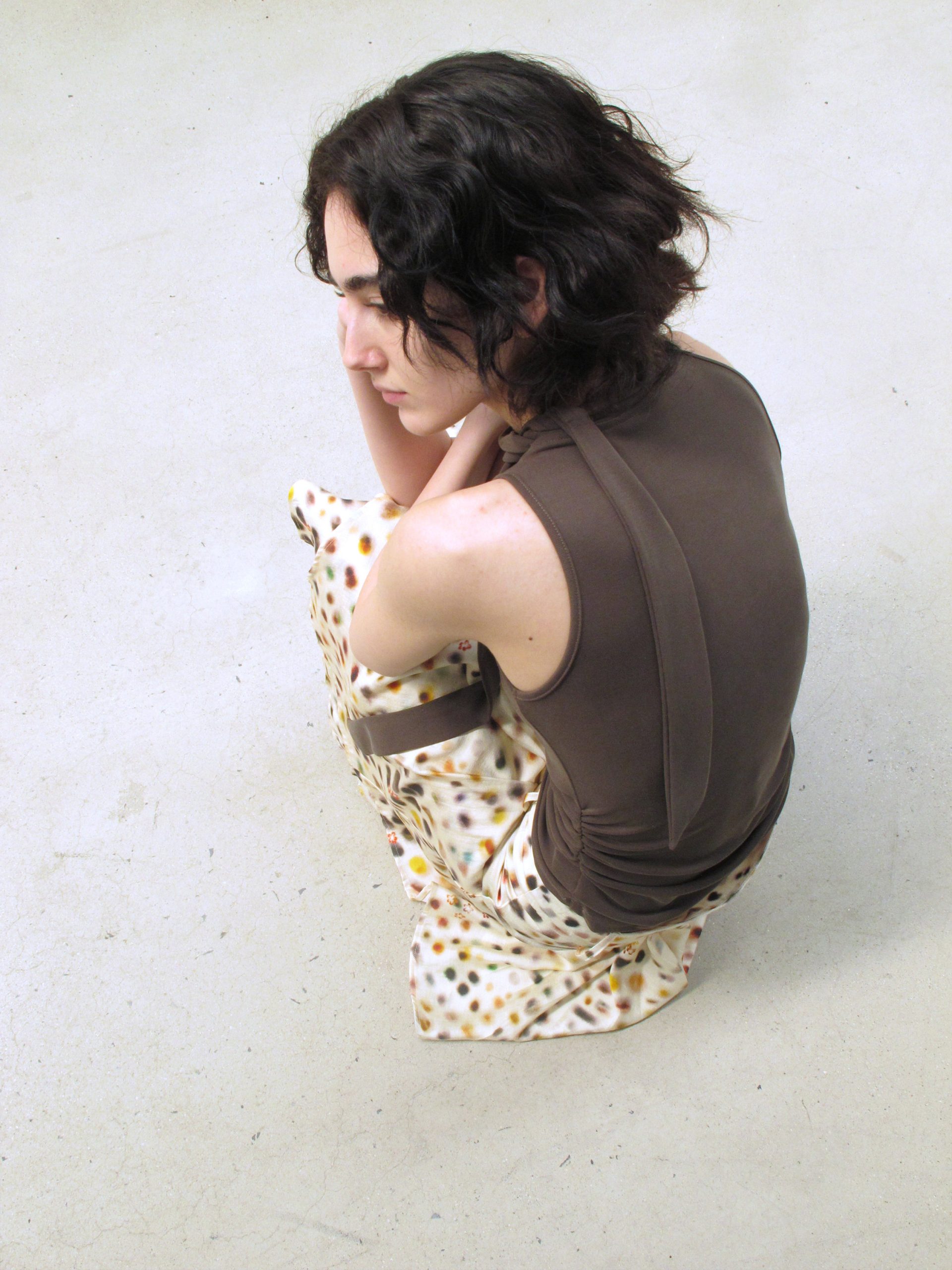 Women's A-Line Midi Skirt in Lyocell Acetate with Polka Dot Print - Image 3