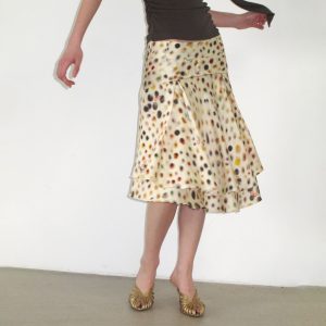 Women's A-Line Midi Skirt in Lyocell Acetate with Polka Dot Print