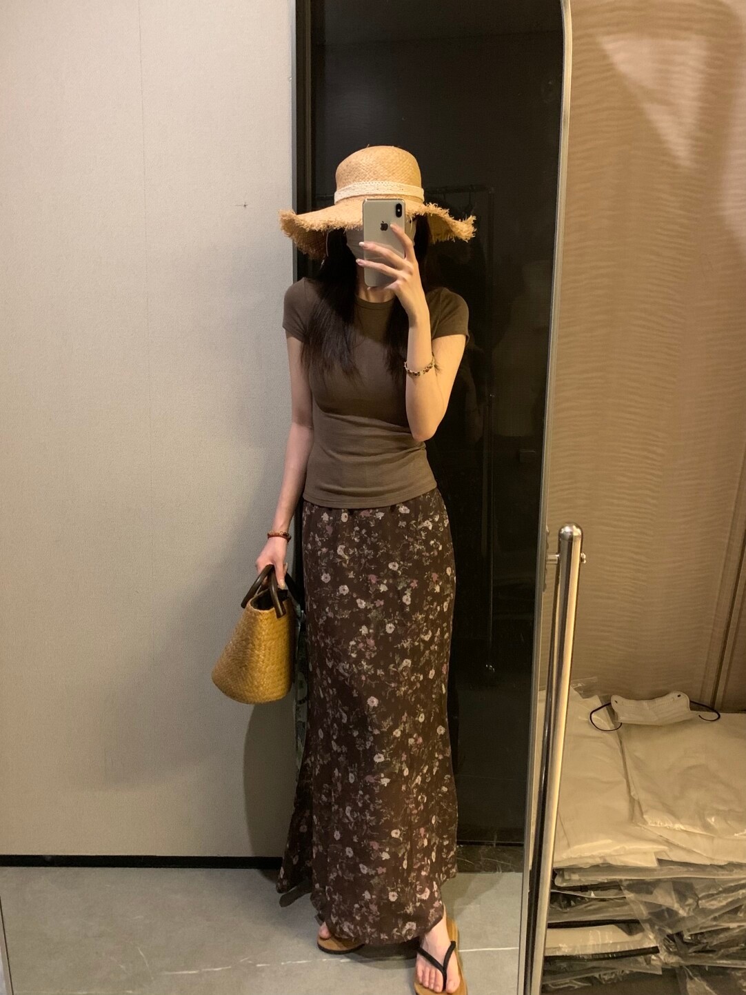 vintage-high-end-chiffon-floral-midi-skirt-for-women-spring-summer-print-textured-flowy-long-skirt