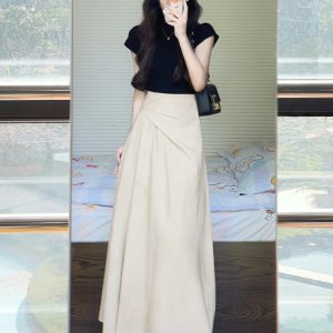 Women's A-Line Midi Skirt High Waist Slimming Pleated Spring 2026