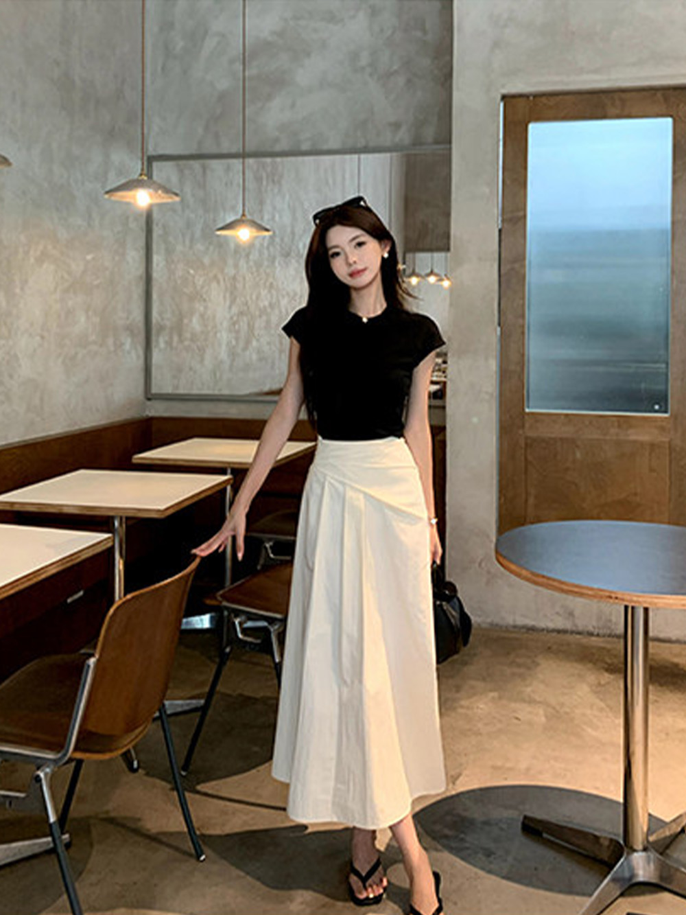 petite-high-waist-pleated-asymmetrical-a-line-long-skirt-for-women-summer-slimming