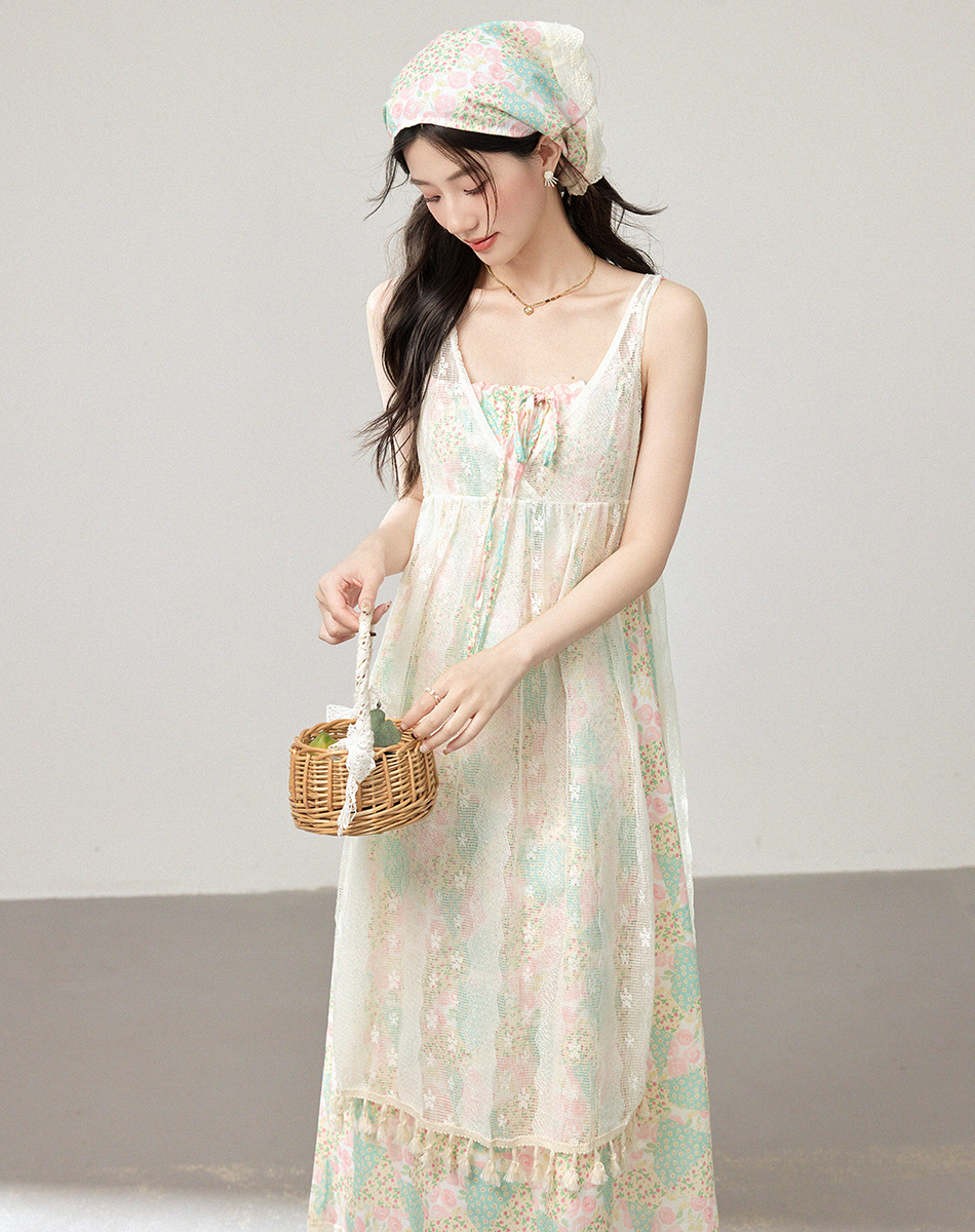 floral-two-piece-cami-dress-and-cover-up-set-with-headscarf