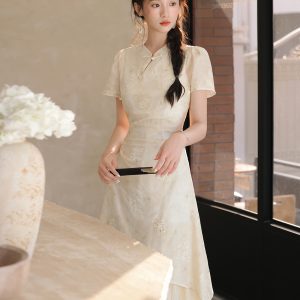 New Improved Qipao Dress Women Summer Floral Patchwork Mini Dress