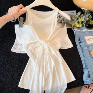 Korean Style Two-Piece Knit Cami and Shawl Set for Women Summer 2026 Slimming Fit - Style f40999