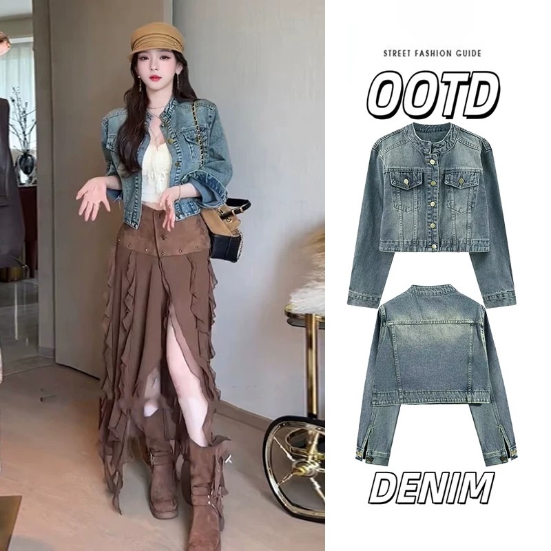 womens-retro-cropped-denim-jacket-with-stand-collar