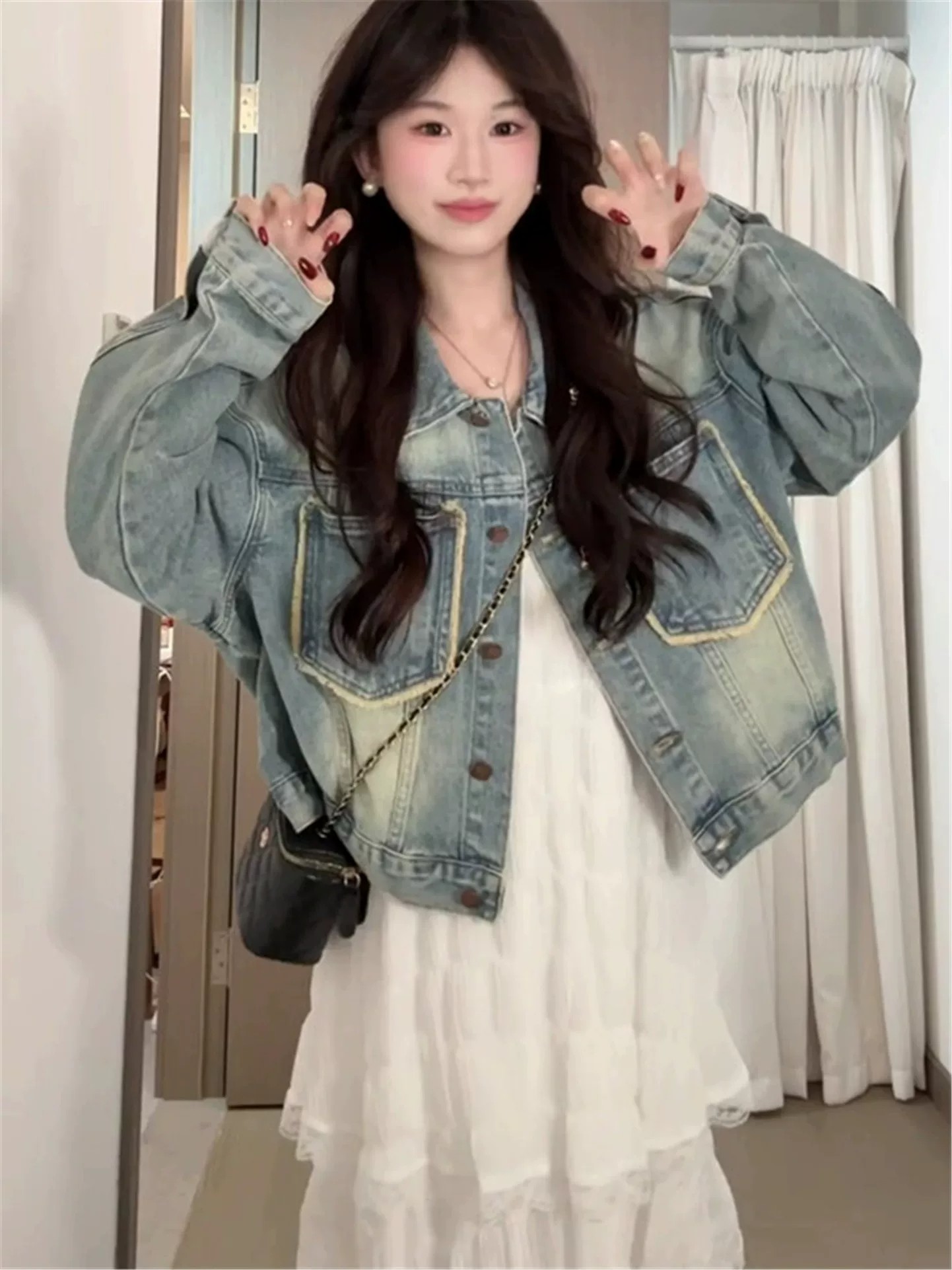 Petite Korean Style Blue Denim Jacket Women 2026 New Versatile Commuter Jacket Cardigan - Image 4