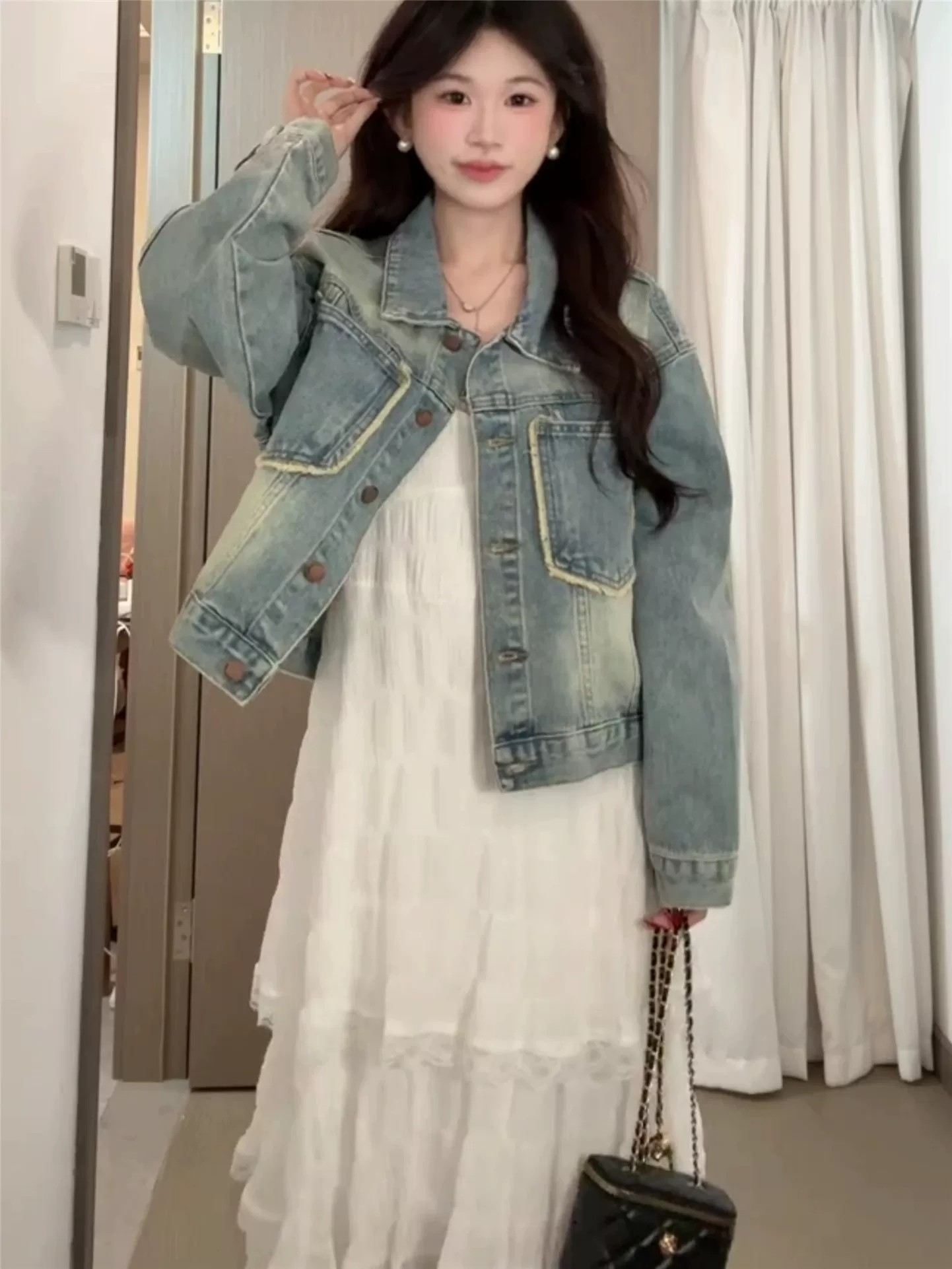 Petite Korean Style Blue Denim Jacket Women 2026 New Versatile Commuter Jacket Cardigan - Image 3
